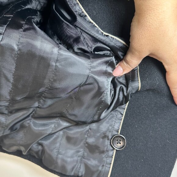 Banana Republic Black Wool Cashmere Button Front Car Coat - Medium - Picture 12 of 15